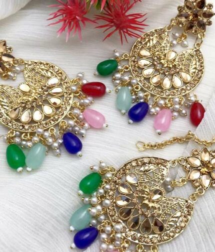 Bridal Gajra Earring & Tikka Set For Girls