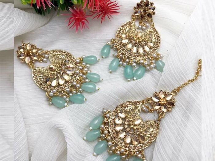 Fancy Gajra Earring & Tikka Set For Girls