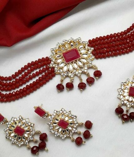 Pakistani Bridal Set Necklace Mathapatti Earrings Complete Jewelry Wedding Set