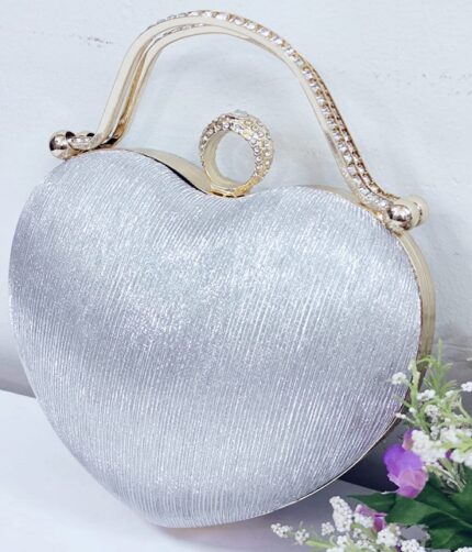Heart Designer Crystal Bridal Clutch Purse Bag