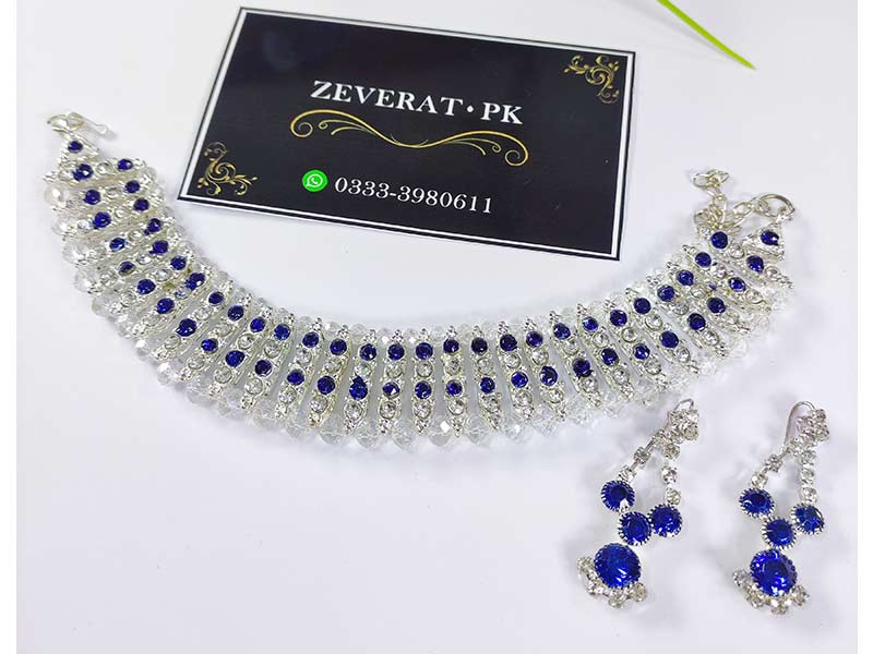 Silver Round Party Wear Necklace Set Silver Round Party Wear Necklace Set