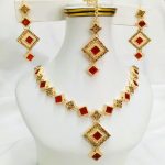 Zircon Necklace Jewelry Set with Earrings and Bindia (ZV:5178)
