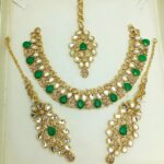 Stylish Green Kundan Choker Necklace Jewelry Set (ZV:5341)