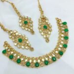 Stylish Green Kundan Choker Necklace Jewelry Set (ZV:5341)