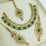 Stylish Green Kundan Choker Necklace Jewelry Set (ZV:5341)
