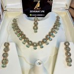 Light Green Zircon Party Necklace Set (ZV:5486)