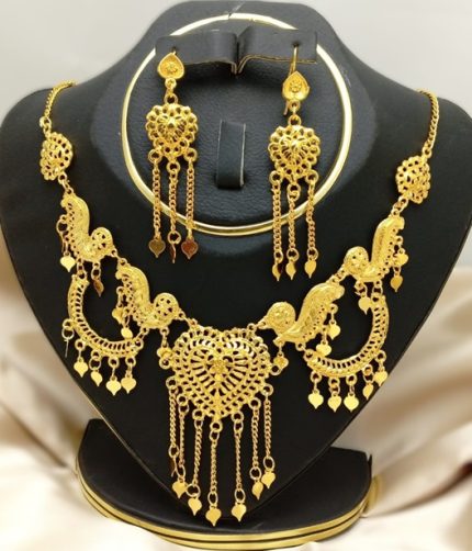 Golden Necklace Set with Earrings (ZV:8280)