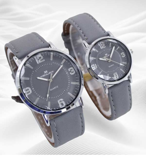 C1 Pack of 2 Stylish Rubber Chain Quartz Watch for Couple