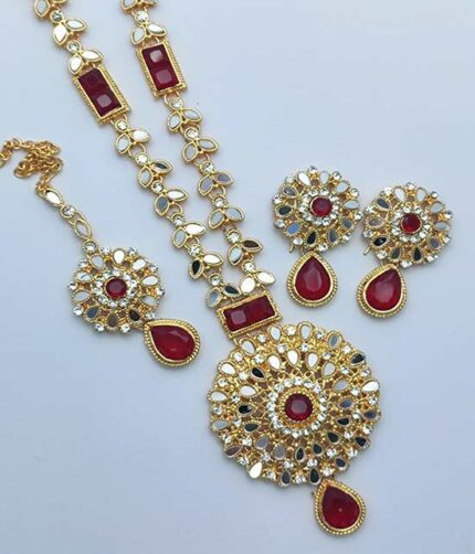 Egyptian Kundan Stone Necklace Mala With Earring