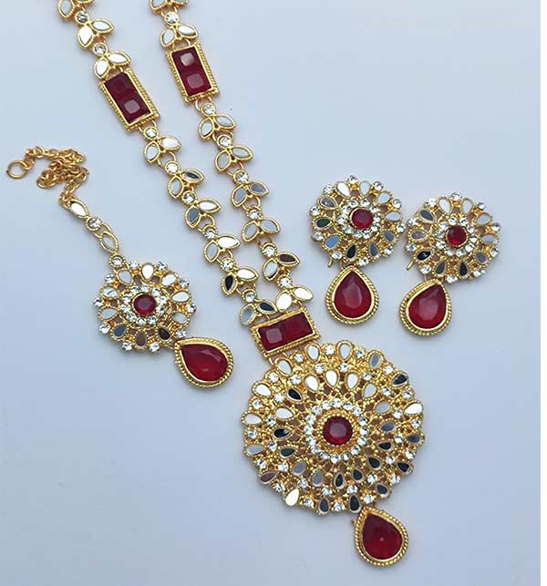 Egyptian Kundan Stone Necklace Mala With Earring