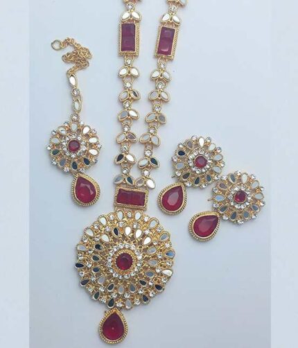 Egyptian Kundan Stone Necklace Mala With Earring