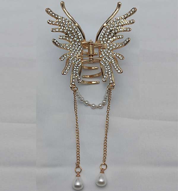 Golden Hair Clip Zircon work on Matel