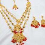 Golden Necklace Set With Earring (ZV:15234)