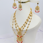Golden Necklace Set With Earring (ZV:15234)