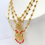 Golden Necklace Set With Earring (ZV:15234)