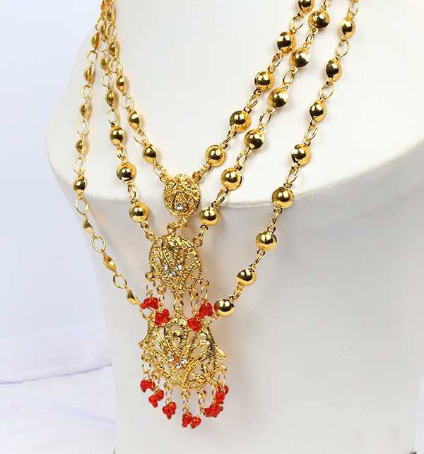 Golden Necklace Set With Earring (ZV:15234)