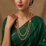 Double Layered Stone Necklace Jewerly Set With Earring and Tikka (ZV:18500)