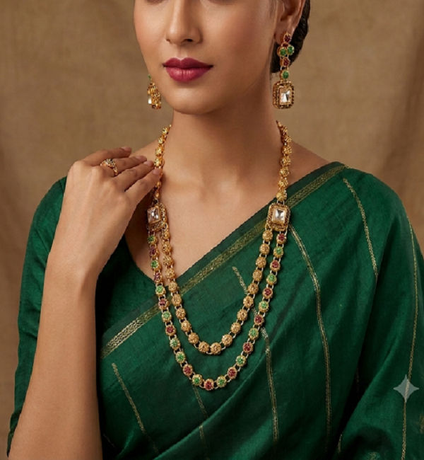 Double Layered Stone Necklace Jewerly Set With Earring and Tikka (ZV:18500) Double Layered Stone Necklace Jewerly Set With Earring and Tikka (ZV:18500)