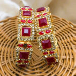 Stylish Maroon Stone Zircon 2 PCs Adjustable Bangles (ZV:19215)