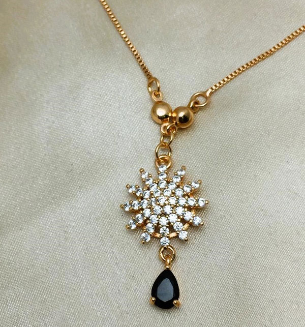 Stylish Zircon White Sun Locket Jewelry Set (ZV:19700)