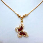 Stylish Zircon Maroon Butterfly Locket Jewelry Set (ZV:19579)
