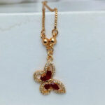 Stylish Zircon Maroon Butterfly Locket Jewelry Set (ZV:19579)