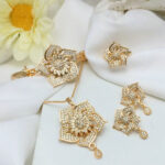 Stylish Zircon Flower Jewelry Set With Chain Locket, Tops, Ring & Kara (ZV:20148)