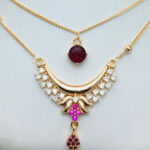 Double Layered Zircon Chain Locket Necklace Jewelry Set (ZV:19488)