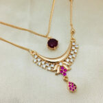 Double Layered Zircon Chain Locket Necklace Jewelry Set (ZV:19488)