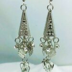 Elegant Silver Heart Shape Long Earring (ZV:20546)