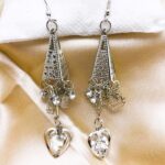 Elegant Silver Heart Shape Long Earring (ZV:20546)