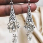 Elegant Silver Heart Shape Long Earring (ZV:20546)