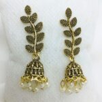 Antique Leaf Style Jhumki Earrings (ZV:21031)