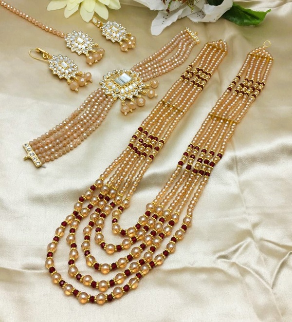 Choker Mala Necklace Jewelry Set With Earrings And Teeka (ZV:21535)