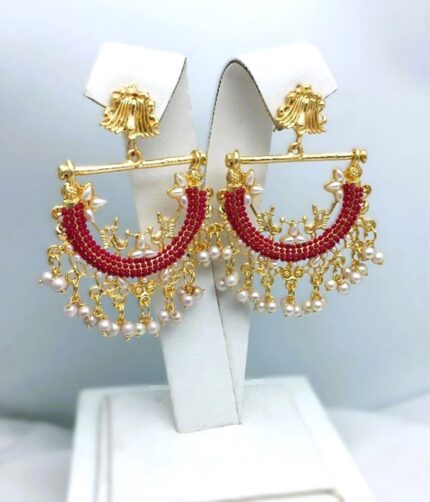 Premium Quality Golden Peacock Bali Earrings Set (ZV:21169)