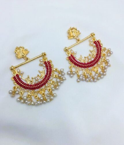 Premium Quality Golden Peacock Bali Earrings Set (ZV:21169)