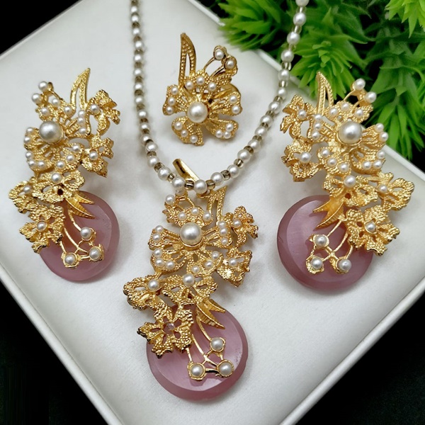 Egyptian Pendant Combo Set with Long Earrings and Adjustable Ring (ZV:24081)