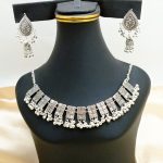 Traditionally Afghani Silver Antique Choker Necklace Set with Jhumkay