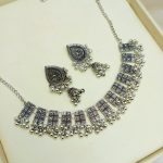 Traditionally Afghani Silver Antique Choker Necklace Set with Jhumkay