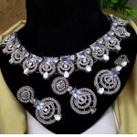 Zircon Farshi Kundan Necklace Jewelry Set With Long Earrings and Tika (ZV:23223)