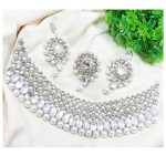 Beautiful Farshi Kundan Choker Necklace Jewelry Set with Earrings and Bindia ZV:23310