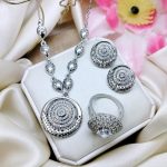 Elegant Silver Zircon Locket Gift Set with Tops and Ring (ZV:23687)