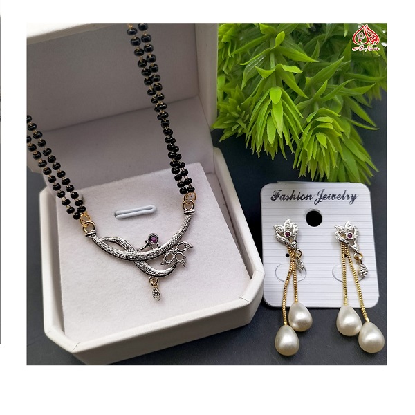 Stylish Indian Silver Zircon Pendant Set with Earrings (ZV:25938)