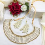 Stylish Red Crystal Moti Choker Necklace Set with Earrings (ZV:26611)