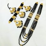 Indian Black Choker Necklace Set with Mala (ZV:27165)