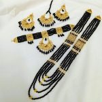 Indian Black Choker Necklace Set with Mala (ZV:27165)