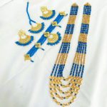 Stylish Blue Choker Necklace Set with Mala (ZV:27239)