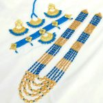 Stylish Blue Choker Necklace Set with Mala (ZV:27239)