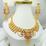 Zircon Gold Plated Necklace Set with Earrings (ZV:28469)