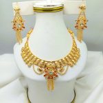Zircon Gold Plated Necklace Set with Earrings (ZV:28469)